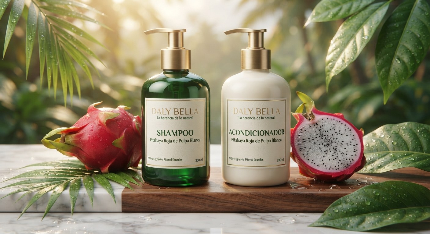 Shampoo y acondicionador Daly Bella pitahaya roja de pulpa blanca